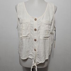 Vanilla Star Cream Button Front Tie Waist Tank Size XL